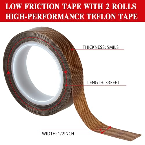 Image of Low Friction Drawer Slide Tape - 2 Rolls 1 /2 inch x33FT, Squeak Resistant & Abrasion Resistance Surface Protection Tape for Furniture, Tools,Wood,Drawer,Cabinet,Curtain(Brown)