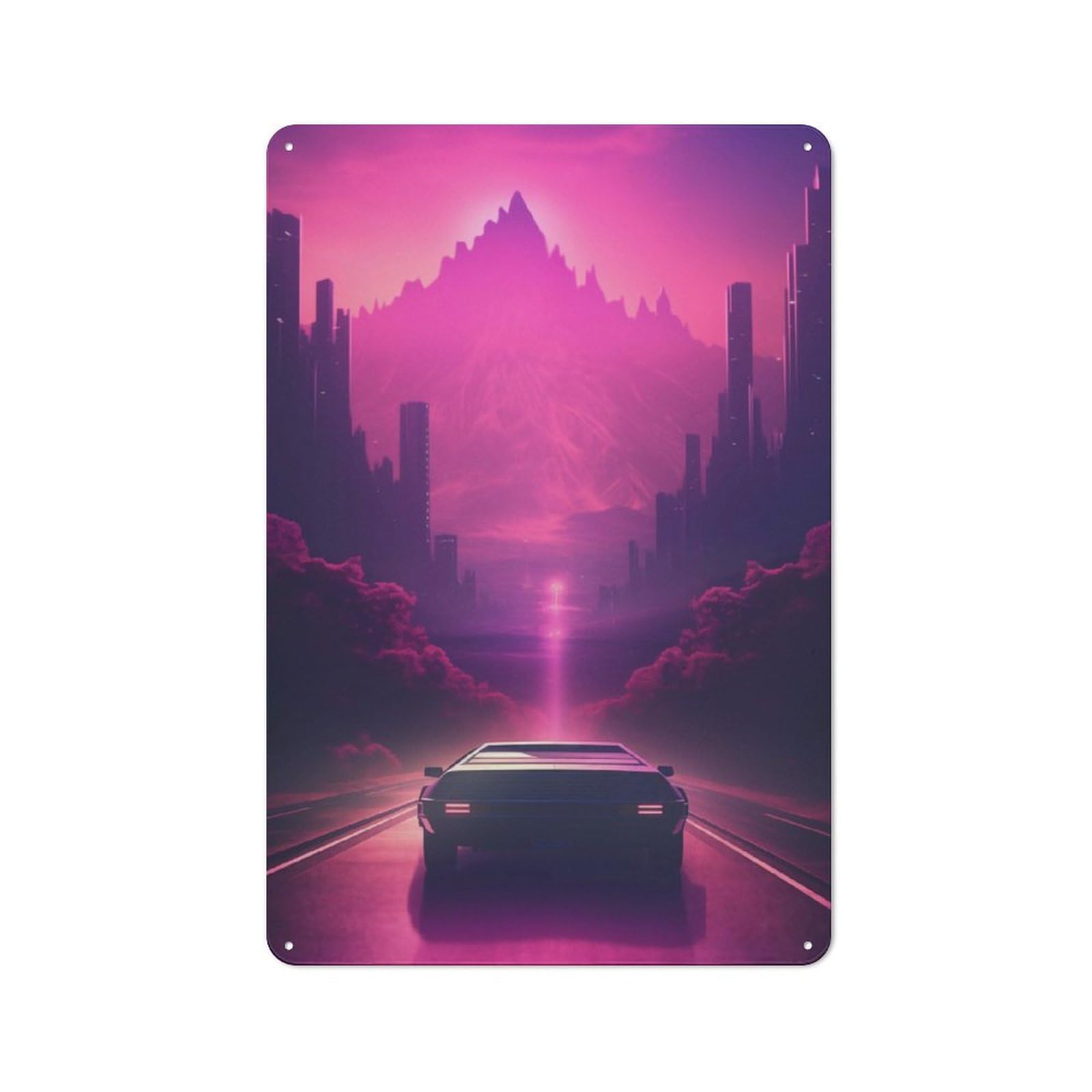 Junmoney Retrofuturistic Nightfall Retro Tin Wall Plaque 30X20cm For Studio Or Craft Room, Winter Wall Decor For Creative-Space Collectors