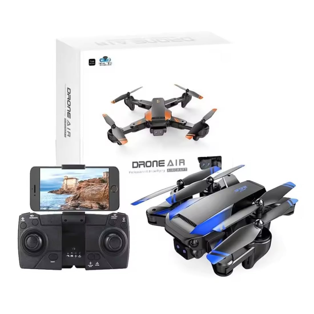 4 Camera Drone-with-4K-Camera-WiFi-FPV-1080P-HD-Dual-Foldable-RC-Quadcopter-Altitude-Hold-Headless-Mode-Hight-Hold-Color-quadcopter (MULTI) (Drone Air)(A5)