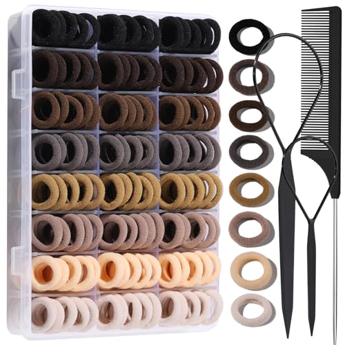 Image of YGDZ Baby Hair Ties, 280 PCS Hair Accessories for Girls, Toddler, Kids, Cotton Elastics Hair Bands with Organizer Box, Seamless Small Ponytail Holders, Neutral Colors