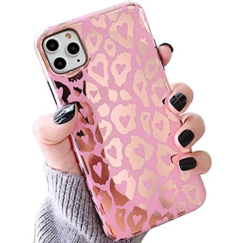 iPhone 11 Leopard Case, YTanazing Cute Pink Glitter Leopard Print Pattern Case Fashion Luxury Cheetah Ultra-Thin Soft TPU Silicone Shockproof Cover for iPhone 11-6.1 inch
