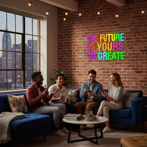 Image of The Future Is Yours to Create Neon Sign for Wall Decor Inspirational Neon | Dimmable Led Neon,Teen Birthday Gifts,5V USB Powered,Bedroom Office Decor, Classroom Library Wall Art,13.7*9.2in