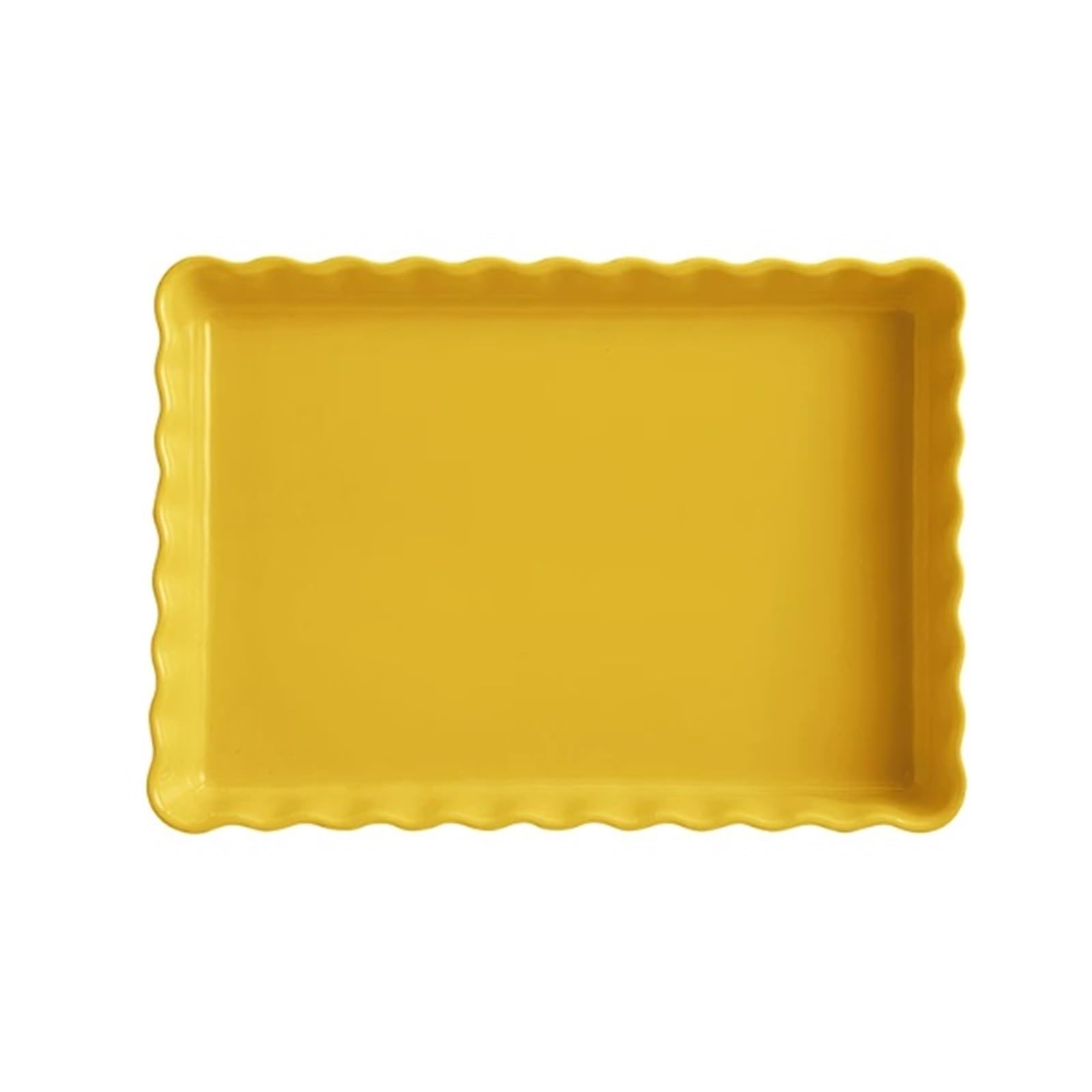 Cucina Pirofila Rettangolare In Ceramica Con Bordo Ondulato Cottura(Yellow,Piccolo)