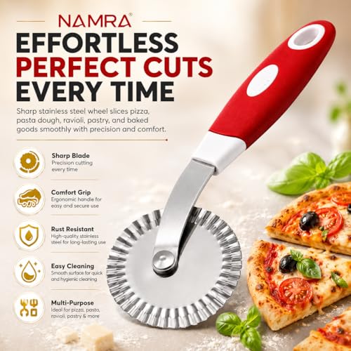 Image of Stainless Steel Pastry Ravioli Pasta Dough Cutter Crimper Wheel (Multicolour)