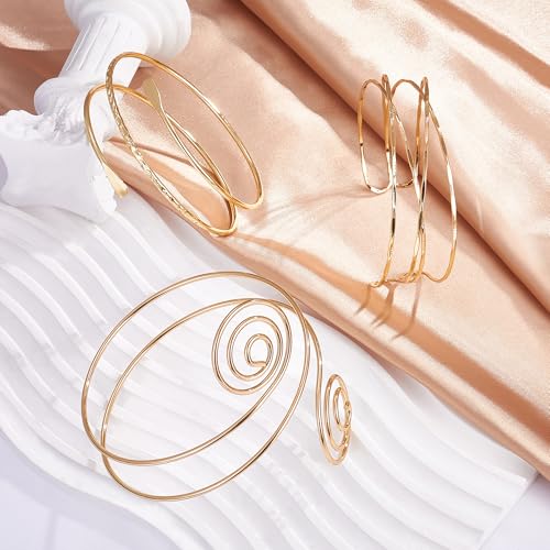 RIOSO 6Pcs Gold Arm Cuff Upper Arm Band Cuff Bracelet Bangle for Women Arm Cuffs Jewelry4