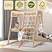 Yaofala 8-in-1 Indoor Playground, Indoor Jungle Gym for Toddlers, Kids Climbing Toys Indoor, Wooden Montessori Climber Playset with Swing, Slide, Monkey Bar, Wood Ladder, Climbing Net,Gymnastic Rings