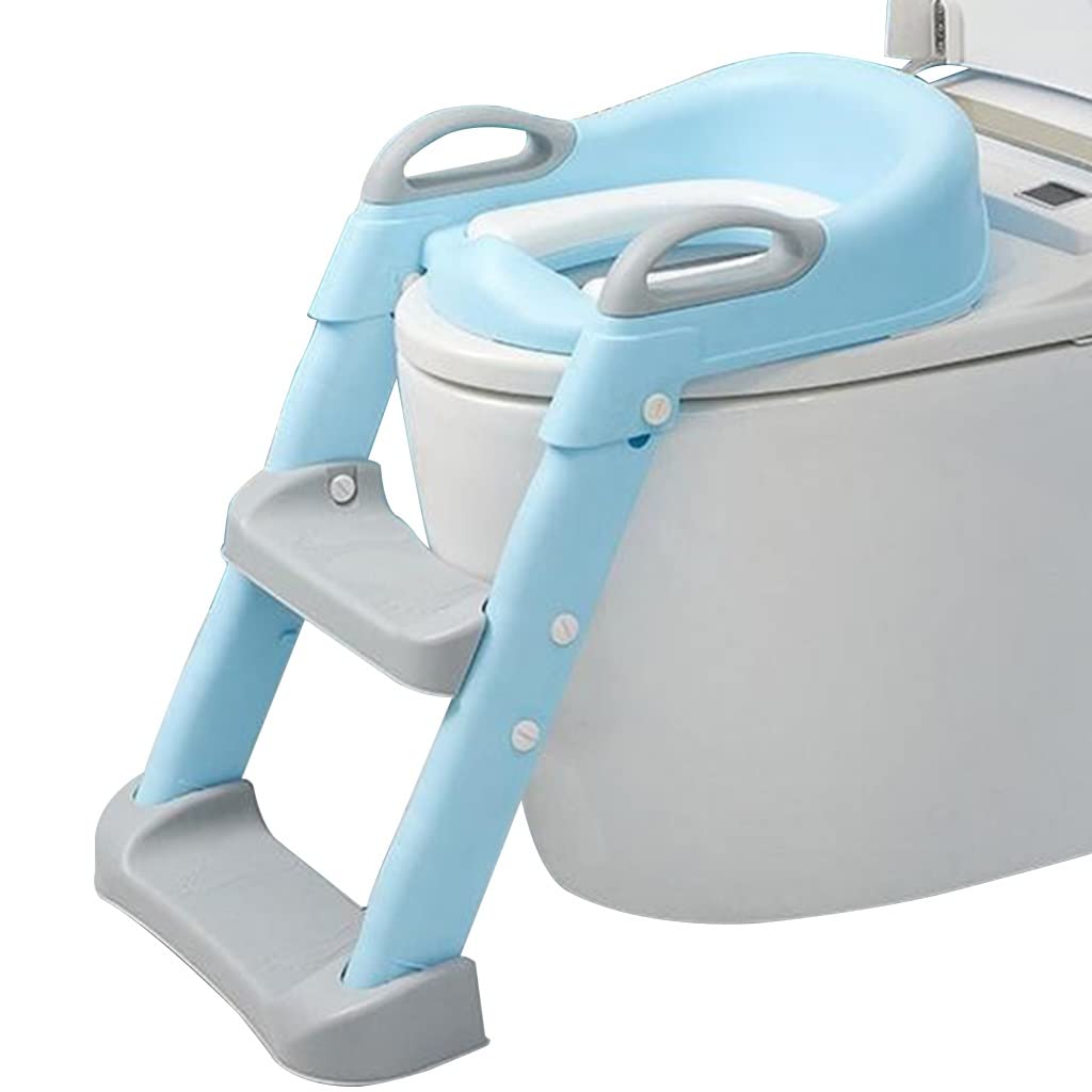 Potty Seat for Toilet with Steps Adjustable Folding Potty Training Seat with Backrest Cute Potty with Ladder for