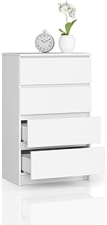 BDW 4 Drawer Dresser Sideboard Multi-Function Cabinet Living Room Dining Room 60 x 99 x 40 cm (White)