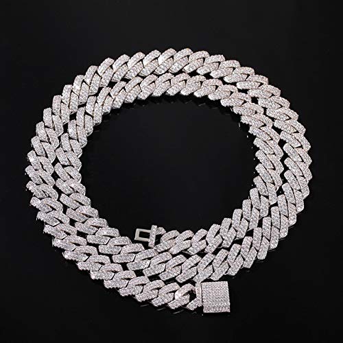 Chaîne plaquée luxe à double rangée de zircons de 13 mm pour homme et femme