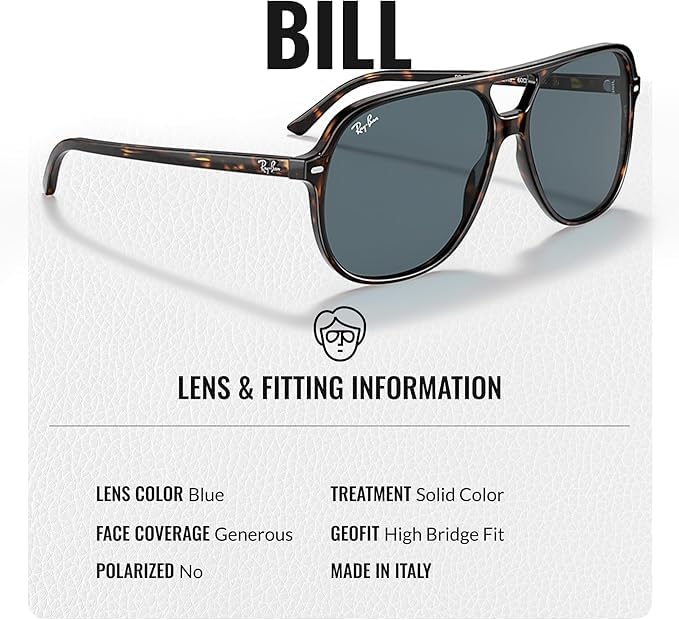 Image of Ray-Ban RB2198 BILL Square Shaped Sunglasses for Men & Women with Official RAYBAN Eyewear Kit