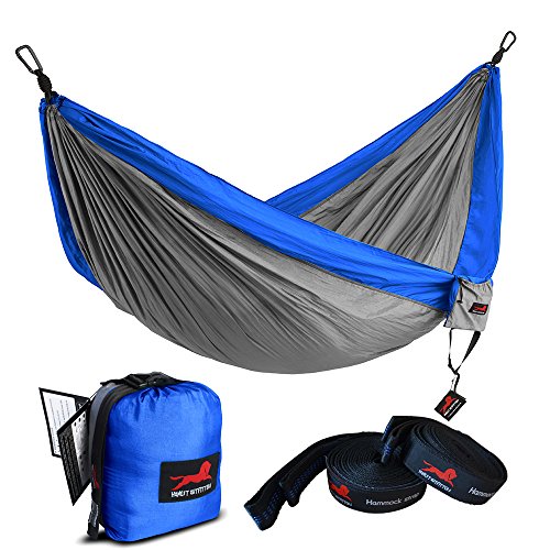 HONEST OUTFITTERS Single Camping Hammock with Basic Hammock Tree Straps,Portable Parachute Nylon Hammock
