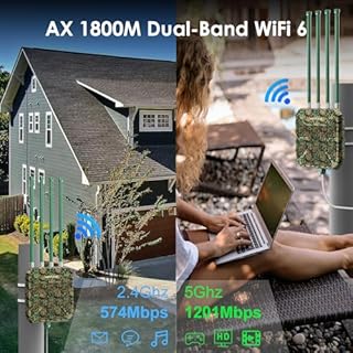 2026 AX1800 Outdoor WiFi 6 Extender, WAVLINK Outdoor WiFi Extender Signal Booster with PoE, Long Range Outdoor WiFi Access Point, IP67 Weatherproof, 4x8dBi Antennas, for Farm, Cameras, Patio, Starlink