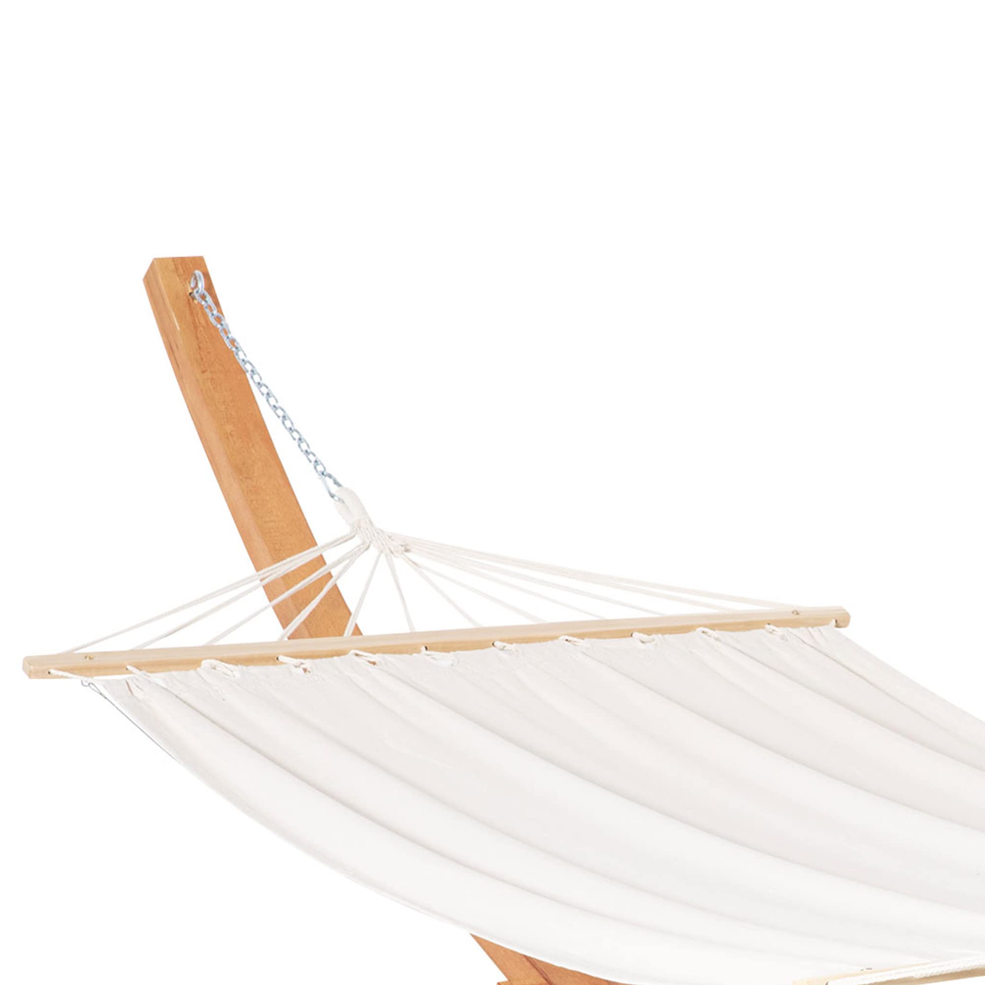 Outsunny Amaca con Supporto in Legno e Cotone, Amaca da Giardino per altri Spazi Esterni, 392x120x102cm, Bianca