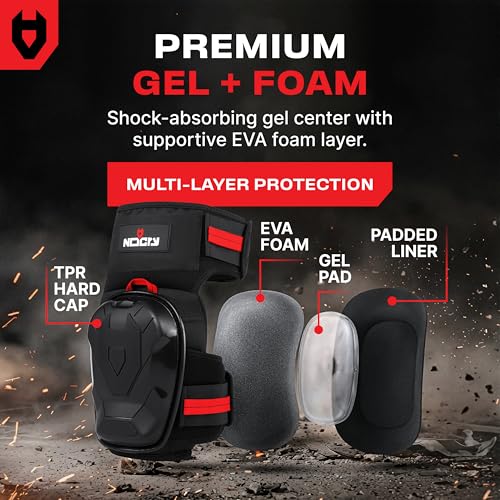 Image of NoCry Professional Work Knee Pads for Men Construction with Ankle Support and Heavy Duty Anti-Slip Cap - Foam Cushion and Extra Thick Gel Padding - Reinforced Thigh & Shin Straps
