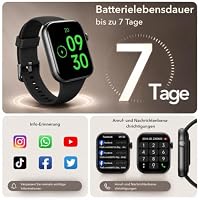 Smartwatch Damen Herren, 1,85" HD Touch Fitnessuhr mit Telefonfunktion, 140+Sportmodi Smart Watch Fitness Tracker mit Pulsmesser Schlafmonitor Schrittzähler, IP68 Wasserdicht Sportuhr iOS Black – Ansicht 5