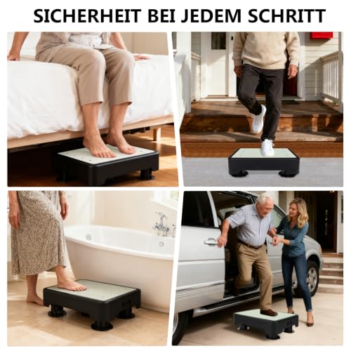 Miniatura 7 de Aukimo Taburete Antideslizante Ajustable, Escalón Con 3 Niveles De Altura, Capacidad 250 Kg, Ligero Y Portátil Para Adultos Y Ancianos, Ideal Para Hogar Y Exteriores