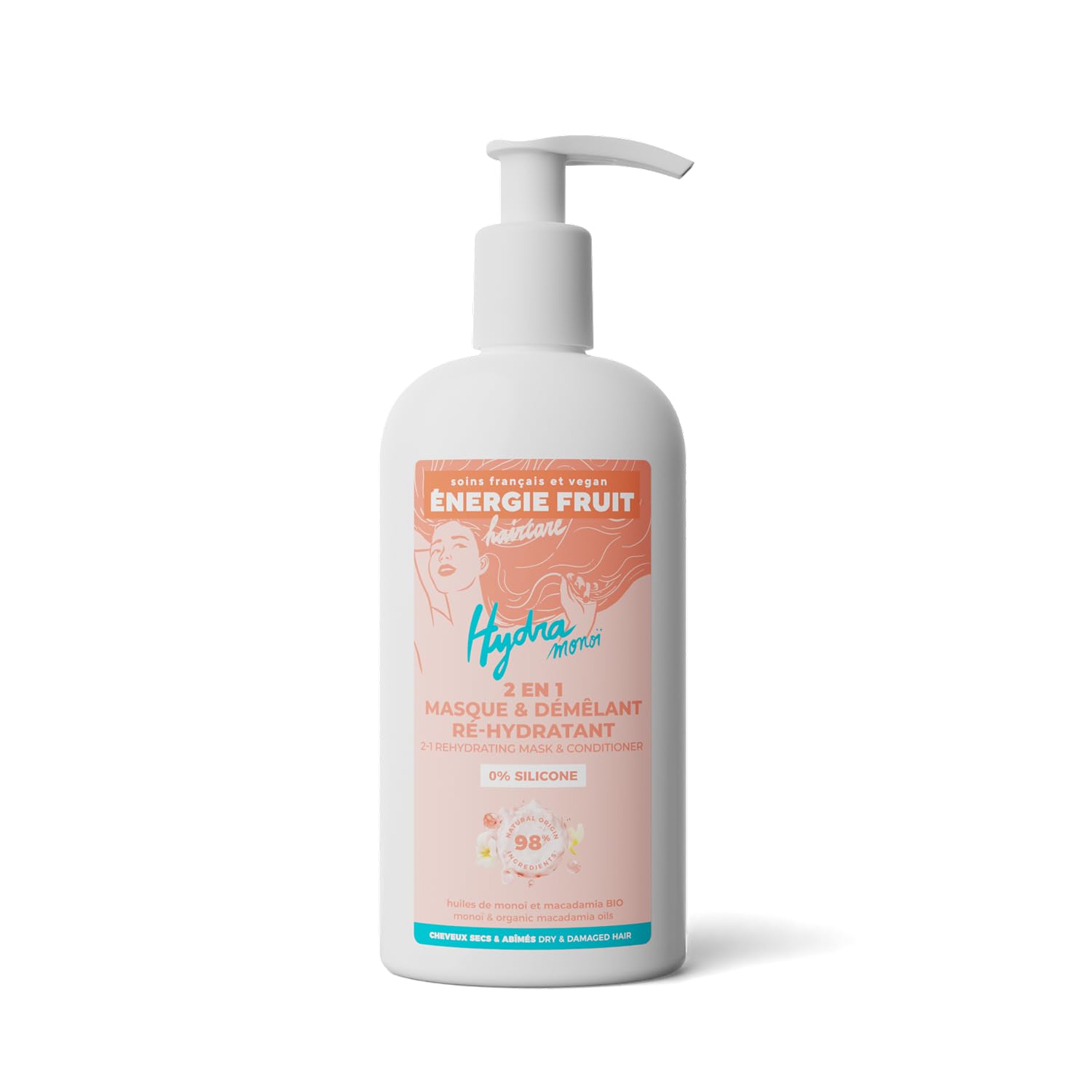 Energie Fruit 2 en 1 Masque et Après-Shampooing Monoi et Huile de Macadamia Bio Vegan 300ml