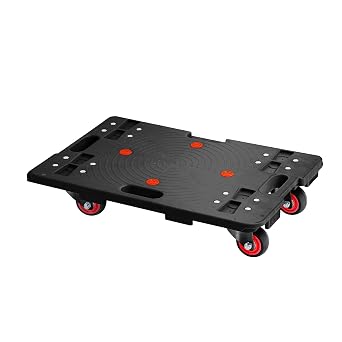 Flat Dolly Coupling Set of 2, 15.7 x 23.6 inches 40 x 60 cm, Load Capacity 330.7 lbs 150 kg, For Transporting, Commercial Use, Home Dolly Black