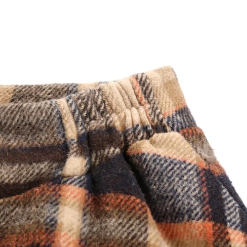 Image of IDEALSANXUN Women's Fall Winter High Waisted Wool Plaid A-line Long Skirt