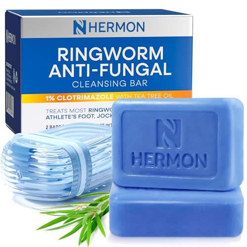 Hermon Antifungal Cleansing Soap for Ringworm Care – Daily Body Wash for Athlete’s Foot & Jock Itch Support – Tea Tree Oil & Sulfur Formula – Gentle Skin Barrier Care – 2 Pack