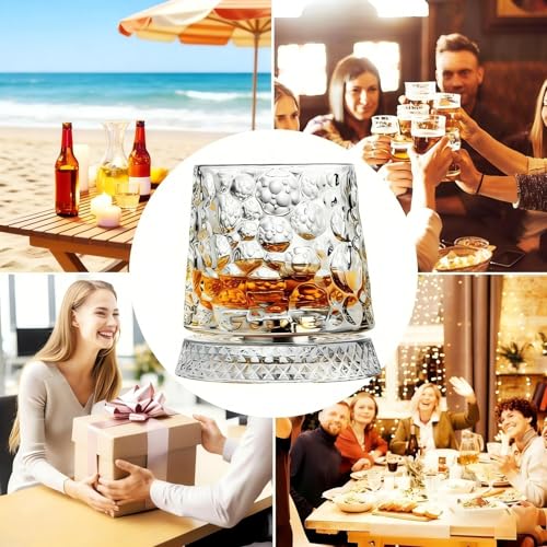 Miniatura 4 de Vaso De Whisky Giratorio De 360 Grados, Vaso De Whisky Giratorio De Cristal Con Base Giratoria, Vaso De Whisky Giratorio De 360 Vasos De Whisky, Para Los Amantes Del Whisky En El Hogar, Bar F