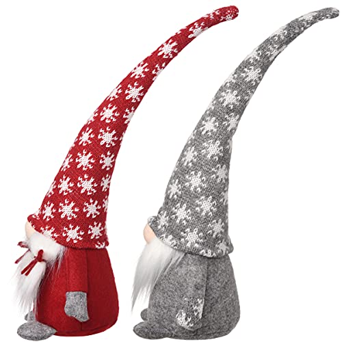 Funoasis Snowflake Christmas Gnomes Set Of 2, Holiday Home Decoration Swedish Plush Tomte Stuffed Table Doll Handmade Gnome Gift Elf Figurine 14 Inches #TOP2