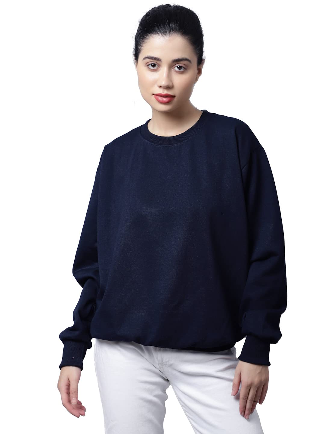 Fleece Round Neck Sweatshirt for Women-SW_RRN_Solid_001-P