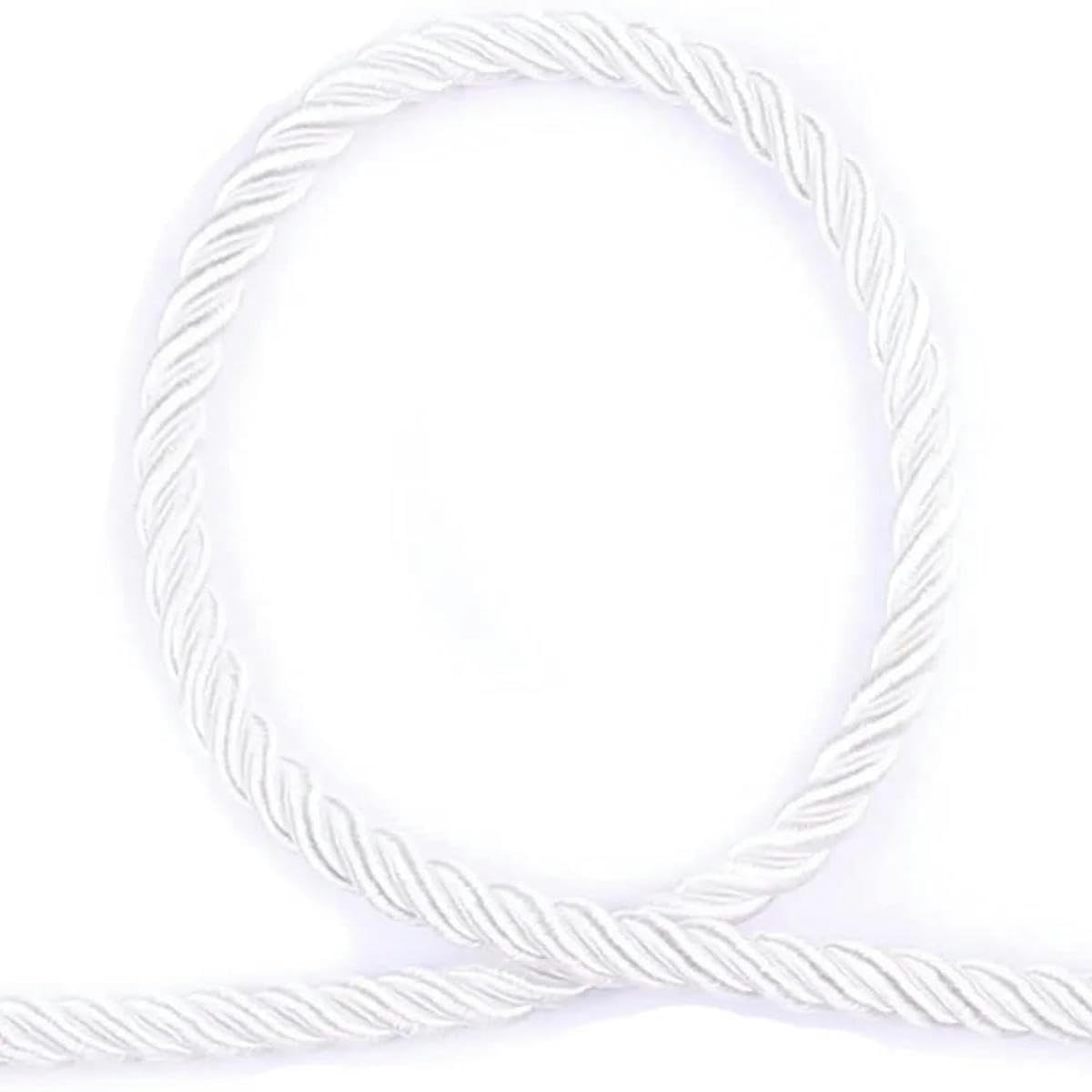 Macrame Cord Twisted String 5 Yards Waxed Braided Twisted Macrame Cord 6mm Multicolor(White)