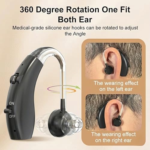 Image of Fastwell F25 Rechargeable Hearing Aid for Adults & Seniors, Behind-the-Ear Design, 30 Min Quick Charge, Noise Reduction, Single Ear With 6-Month Warranty (Black)