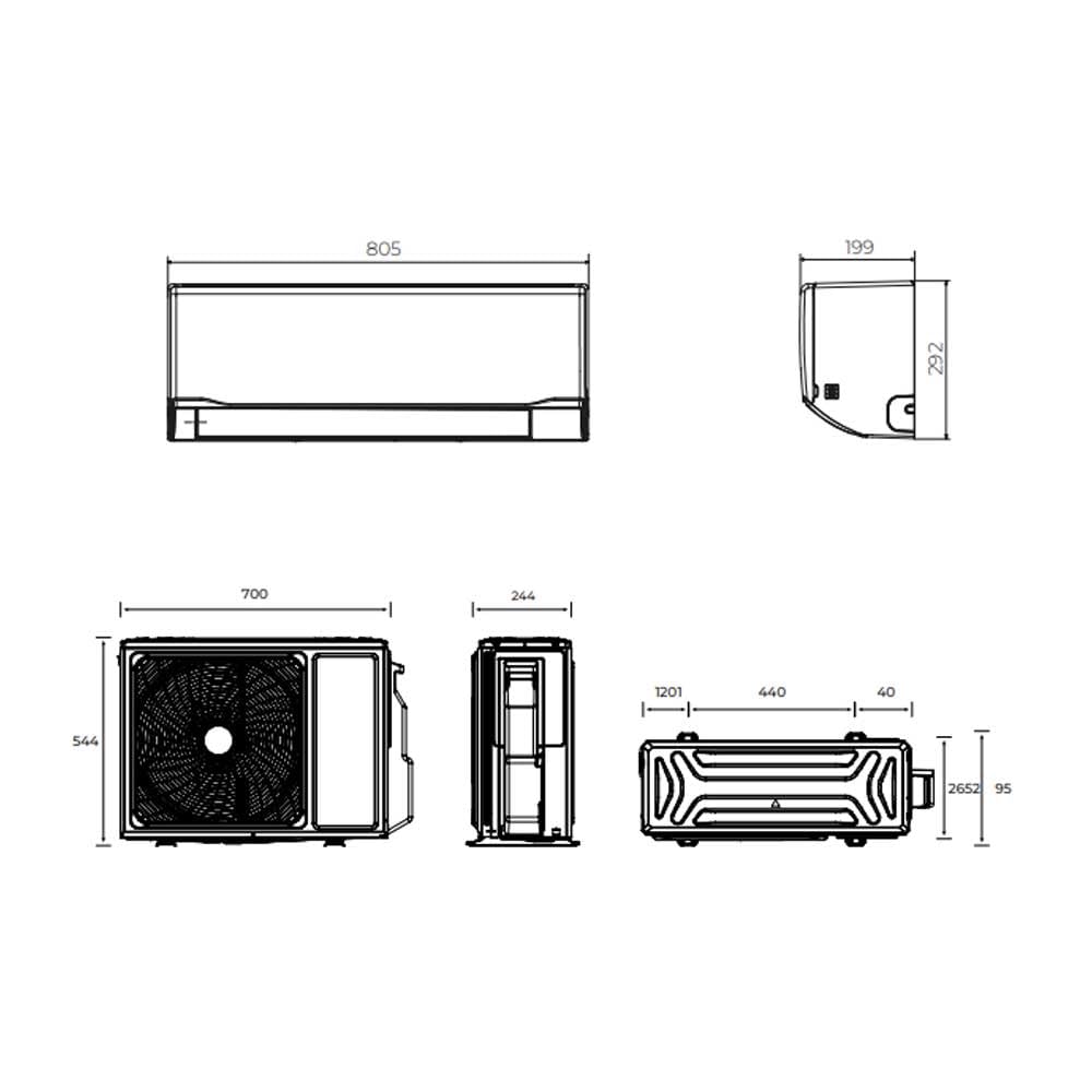 HEC - Aire Acondicionado Split Mural A++/A+ - Wifi - Aire Inteligente - Ventilador 5 Velocidades - Sistema Dry - Bomba de Calor -R32 - (3.5KW - 3010 Fg) (12.000 BTU)