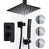 RTOBWEYE Shower Faucet Set Matte Black Shower System with 8 Inches Rain Shower Head,Ceiling Mount wi