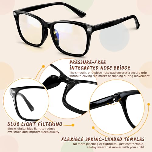 Image of Kids Blue Light Glasses for Girls Boys Teens Age 2-18, Anti Glare Computer Gaming Glasses for School & Screen Time