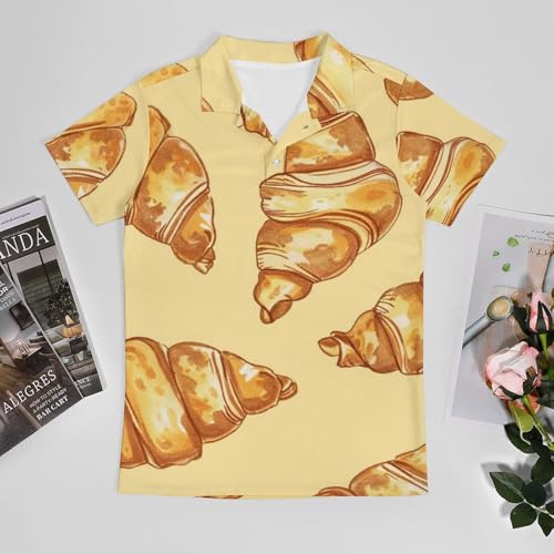 Boys' Classic Polo Shirts Short Sleeve Moisture-Wicking Golf & Tennis Shirts for Youth Teens Cute Croissant3