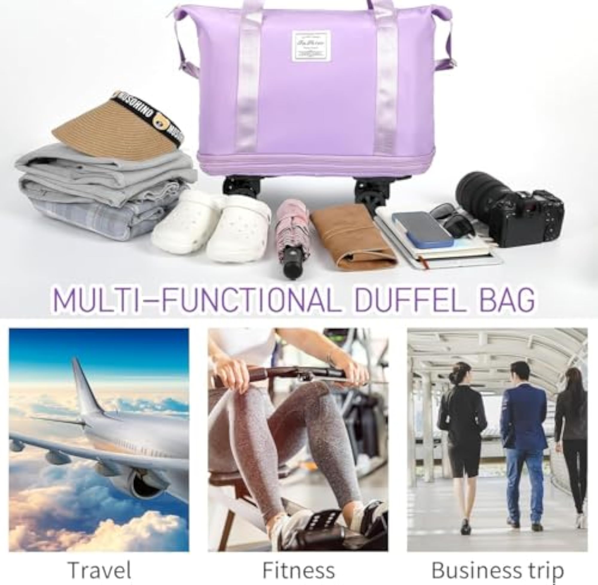 Expandable Foldable Duffle Bag with Wheels for Travel