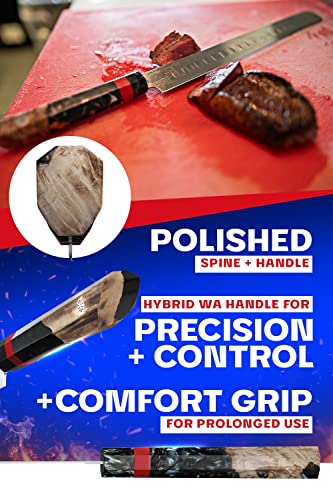 Dalstrong Slicing Knife - 12 inch Slicer - Firestorm Alpha Series - Premium 10Cr15CoMoV High-Carbon Steel Carving Knife - Traditional Japanese Wa Stabilized Wood & Resin Handle Kitchen Knife - Sheath - Image 5