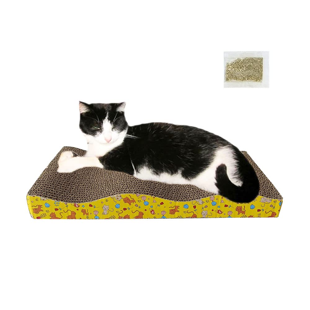 NeoStyle Cat Scratching Board,Cat Scratching Pad,Multi-shape Corrugated Paper Wear-resistant Cat Scratching lounge,Grinding Claw Interactive Ball scratch toy (Yellow (Wavy type))