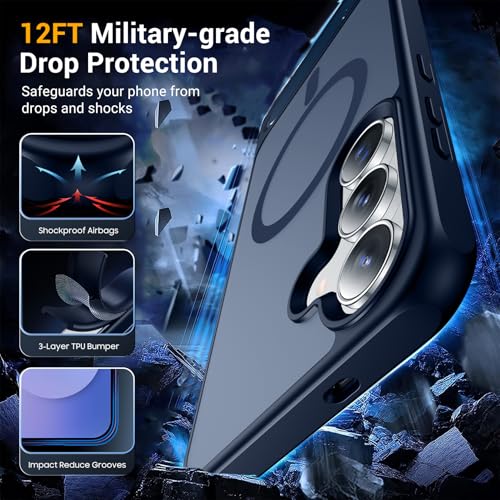 Image of SPIDERCASE Magnetic for Samsung Galaxy S25 FE Case, [3 Stand Ways][ Military Grade Drop Protection] with Invisible Stand Slim Phone Case for S25 FE 5G,Blue
