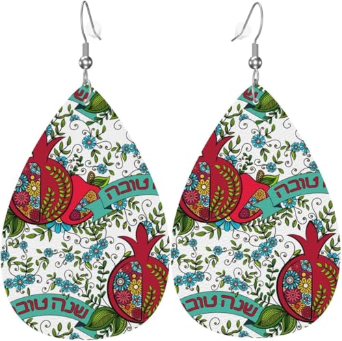 Mujer Pendientes Año Nuevo Rosh Hashaná Aretes De Lágrima Ligeros Aretes Moda Pendientes Largos De Cuero Para Fiesta Aniversario Decoración