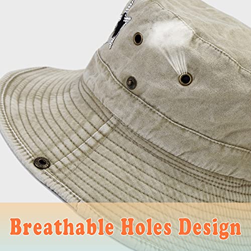 Women's Y2K Sun Hat, Cotton Washed Boonie Hat With String Rhinestones Star Cowboy Cap Wide Brim Safari Bucket Hat (Black) #TOP4