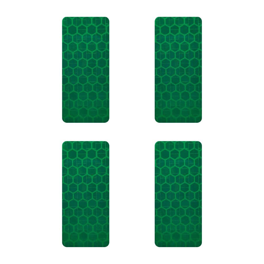 Refractive Stickers Rectangular Shapes, Flat, Green, Set of 4