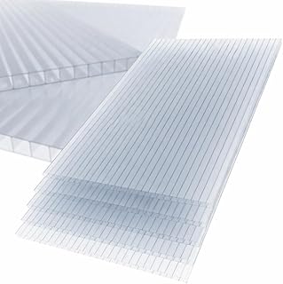 8X Hohlkammerplatten 10mm Polycarbonat 1000x700 mm – Doppelstegplatten Gewächshausplatten, Transparent, UV-beständig, zuschneidbar - PoliGreen®