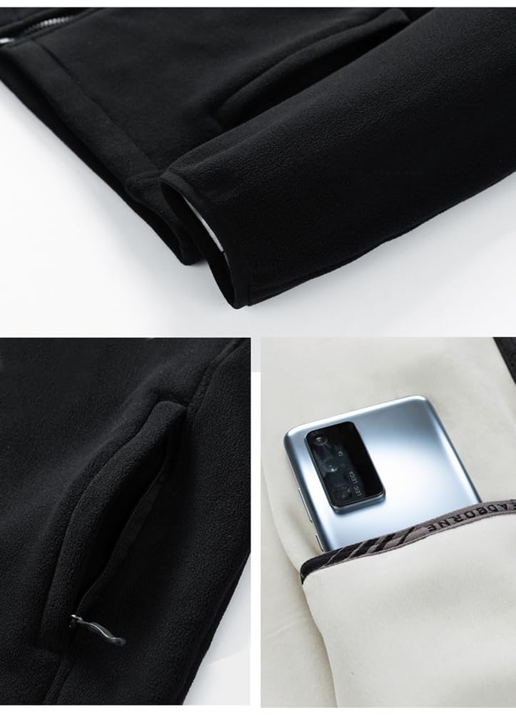 Męskie dresy z kapturem Bluza z długim rękawem Zipper Spodnie sportowe do biegania Polarowe ciepłe dresy