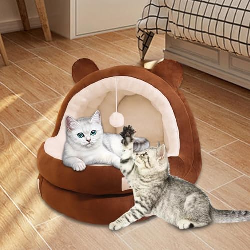 WeiLaiKeQi Cama para gatos semi-fechada, ninho para gatos, resistente a arranhões, almofada interna