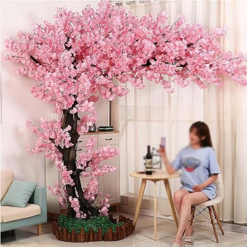 ZXSYYDS Grands Arbres de Fleurs de Cerisier artificiels Roses, Arbre de Fleurs de Cerisier Artificiel réaliste, Faux Arbre de Fleurs de Sakura, Parfait pour la décoration de Mariage de fête,2 * 1.6m