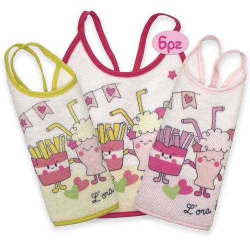 Lot de 6 bavoirs pour bébé FANTASIA contre les taches et l'humidité BAV9061F