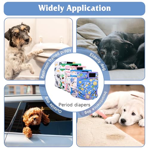 Image of Dog Diapers Female 5pcs,Reusable Dog Doggie Puppy Doggy Diapers Female, Period Panties in Heat, Lamb, Medium