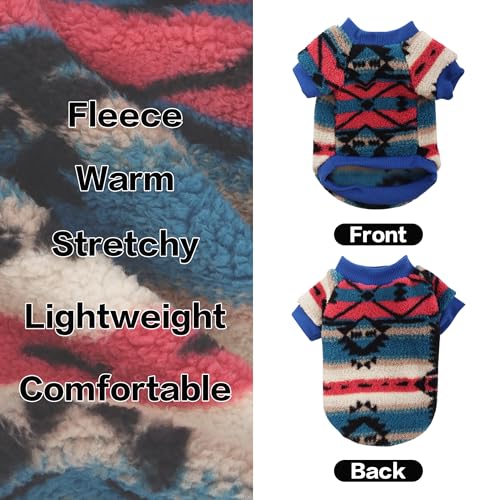 YAODHAOD Hund Pullover für kleine Hunde, Fleece Hund Pullover, Ethnische Stil Winterkleidung, Ultra weiche thermische Winter warme Welpen Sweatshirt (S, Rosa)