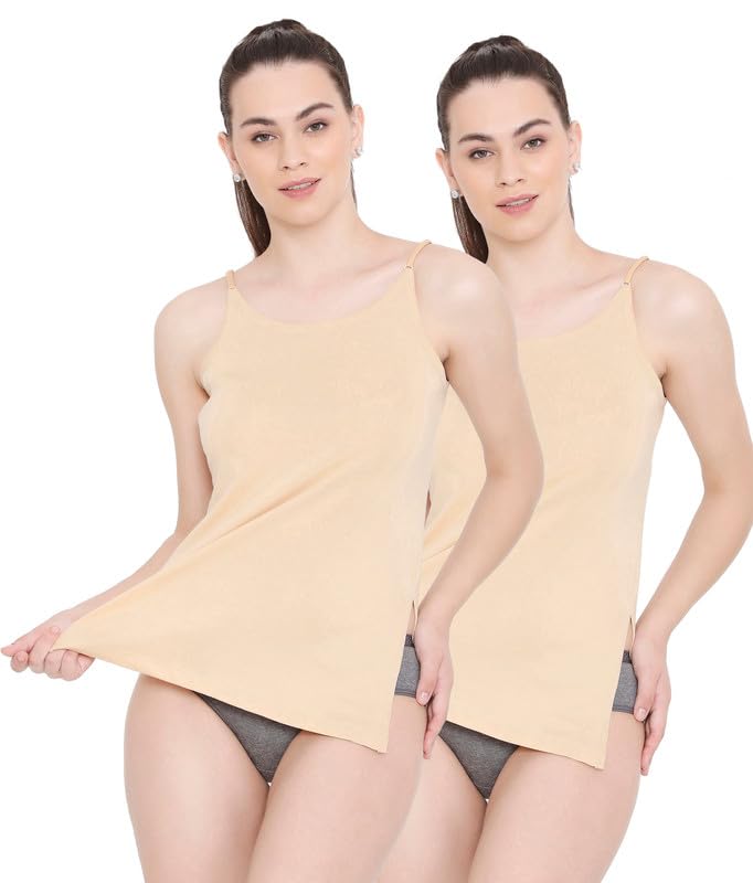 vip feelings Feelings KS03 Women's Soft Cotton Kurti Slip with Side Slit Adjustable Straps and Enzyme Finish Treatment - Combo Pack-picture-34