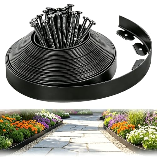 2-Inch x 33 FT Landscape Edging Border with 50 Spikes, Garden Edging Border Lawn...