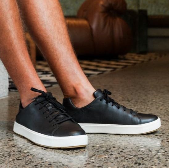 OluKai Lae'ahi Li 'ILI Men's Leather Sneakers, Supple Full-Grain Leather Shoes, Drop-in Heel & All Weather Rubber Soles